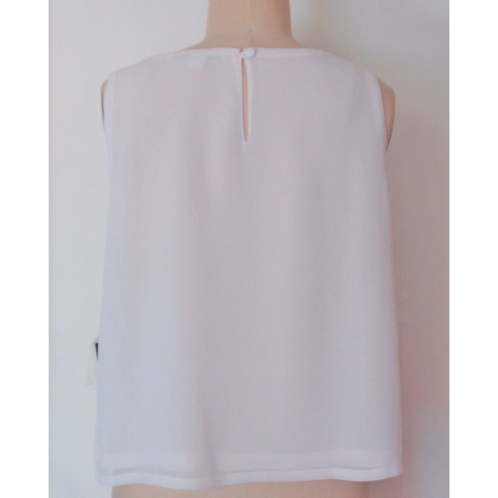 FOREVER 21 SEQUIN WHITE GEORGETTE LAYERED TOP L - Picture 3 of 5